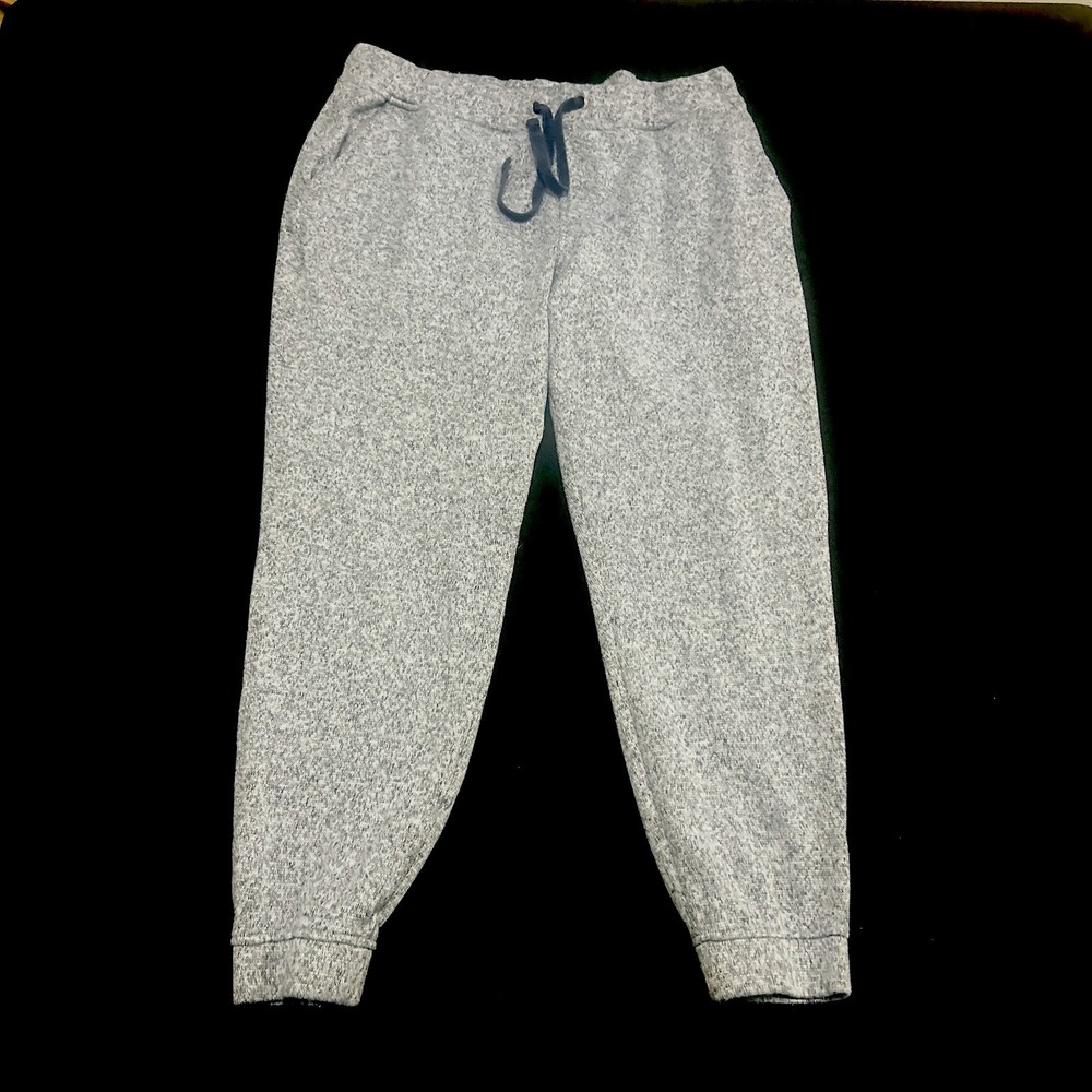 LL Bean Womens Large Gray Knit Jogger Sweatpants Ankle Pants Lounge Comfort L